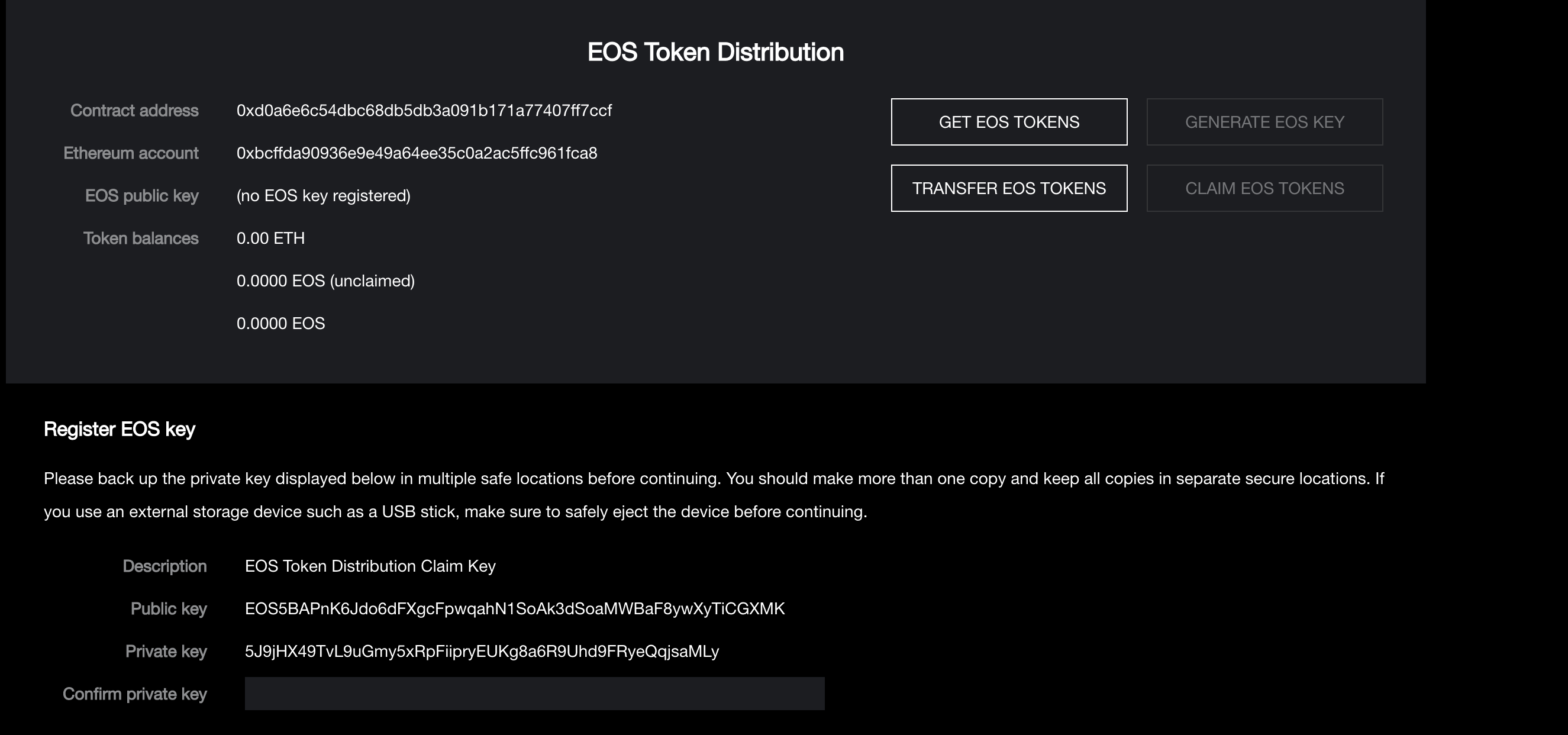 how to register eos tokens with metamask